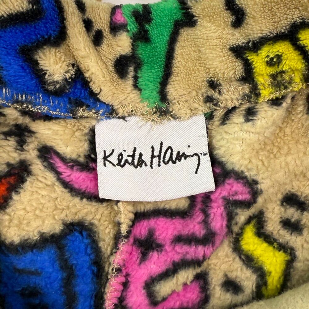 Keith Haring Ripple Junction Fleece Pants Medium Tan Lounge Pop Art - Picture 3 of 7